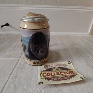 Budweiser Endangered Species Gorilla Lidded Stein Mug Anheuser-Busch